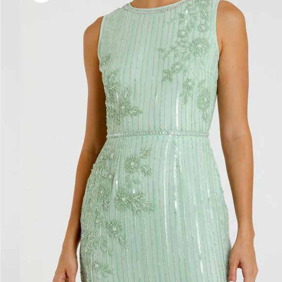 Mac Duggal Mint Green Embroidered Midi Dress - Picture 1 of 11